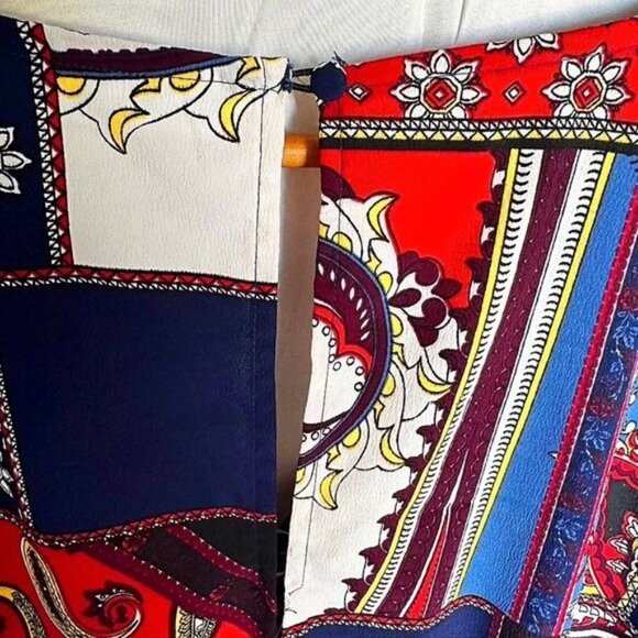 New York & Co Colorful Boho Patchwork Pattern Tie-Front Romper Plus Size XXL - Picture 5 of 9